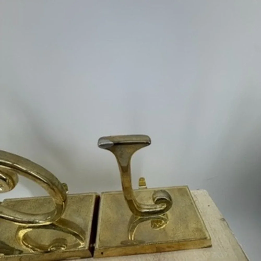Pottery Barn JOY Stocking Holder Set Gold Tone Metal Weighted Mantel Decor 3pc